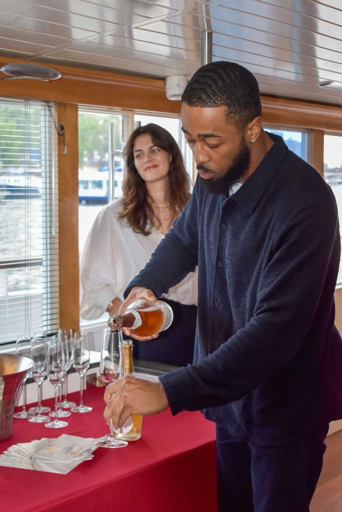 Constance Jablonski, international model and co-founder of French Bloom, a premium alcohol-free sparkling wine